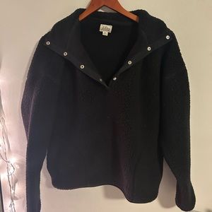 black sherpa button up sweatshirt